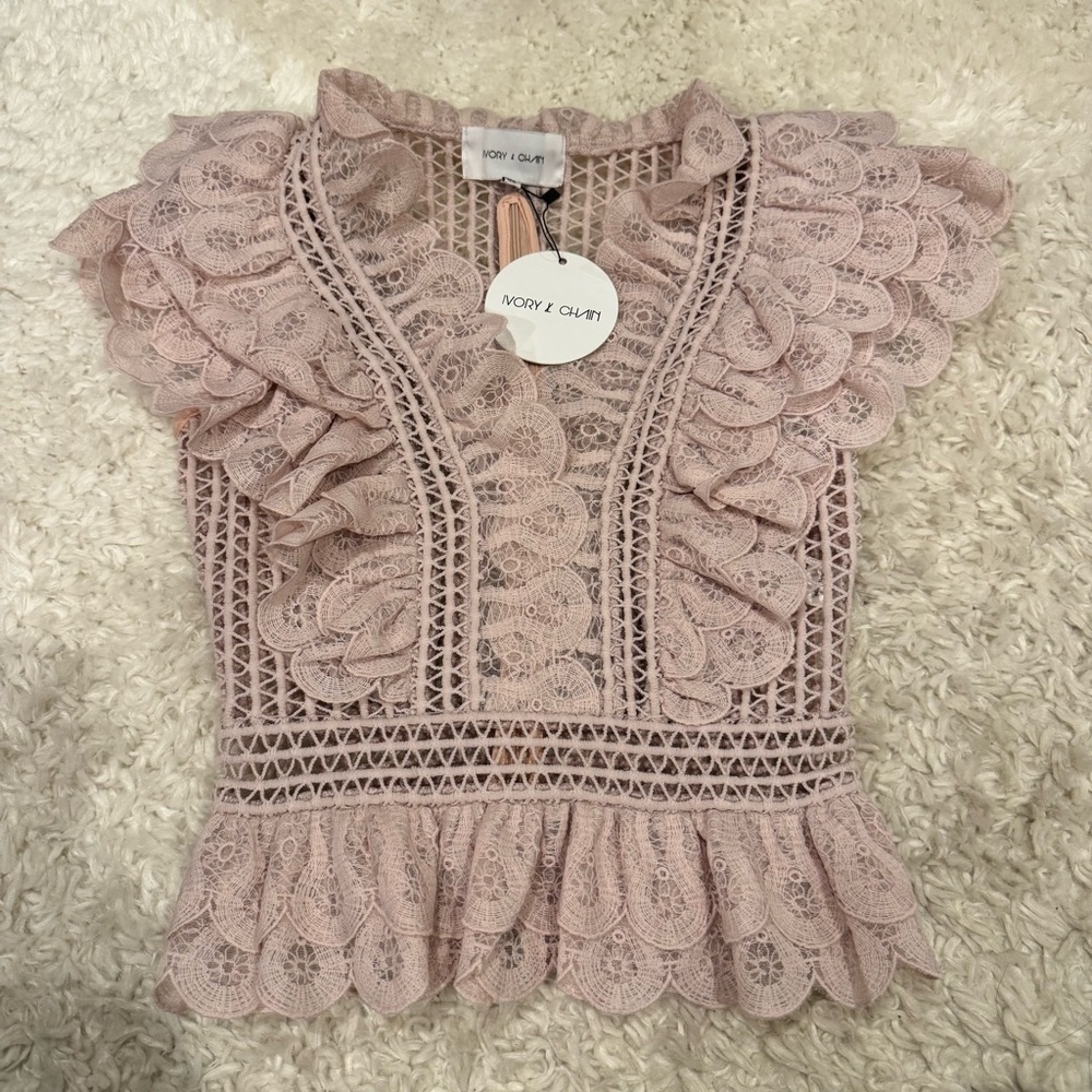 Blush Pink Lace Ruffle Top